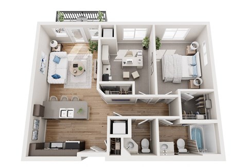 Floor plan for 2 beds, 1.5 baths, 828 sqft